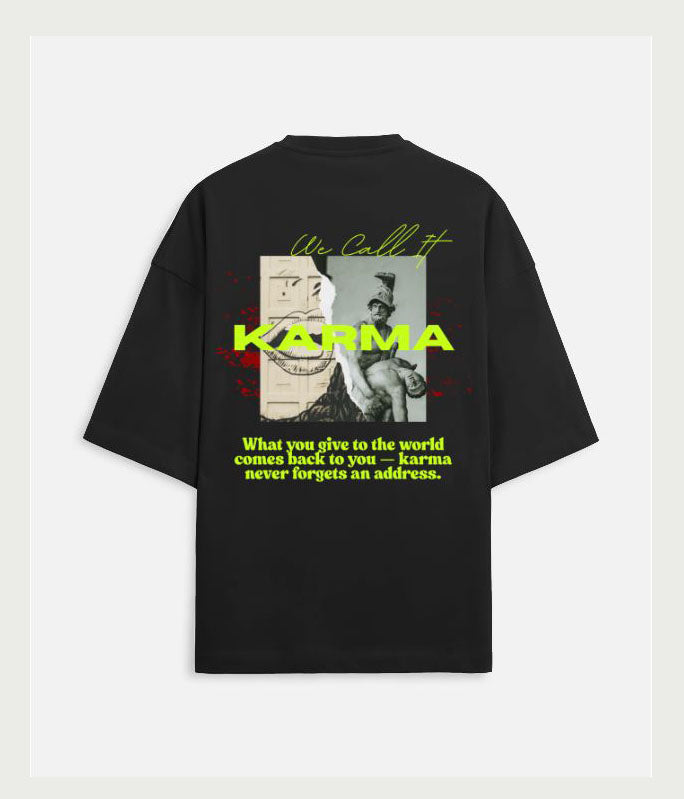 "We Call It KARMA" Oversized Graphic Tee – Black