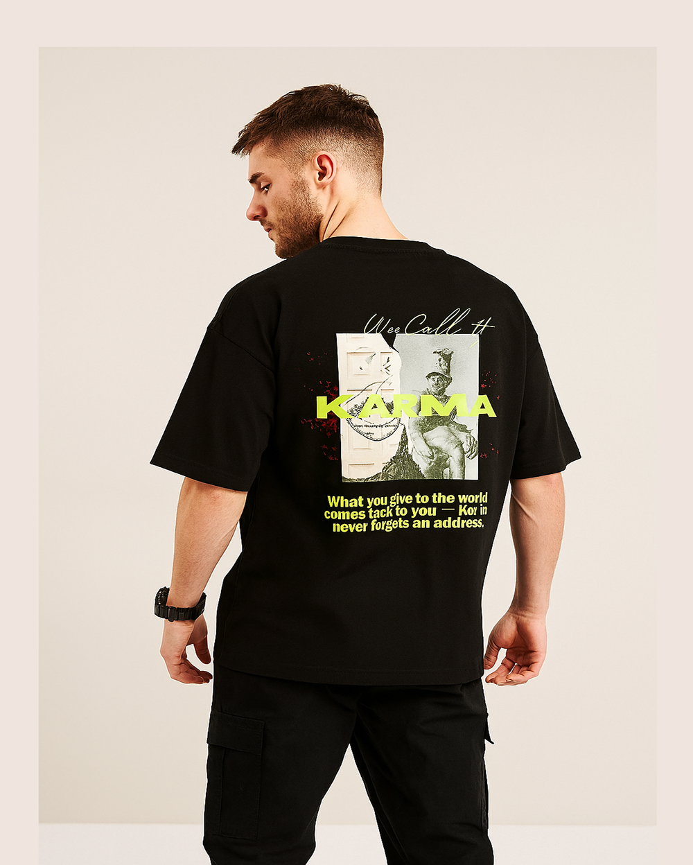"We Call It KARMA" Oversized Graphic Tee – Black
