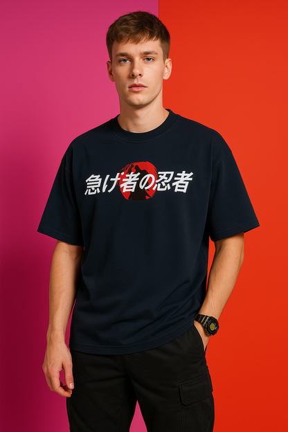 "LazyNinja: Dragon Spirit" Limited Edition Oversized Tee – Midnight Navy