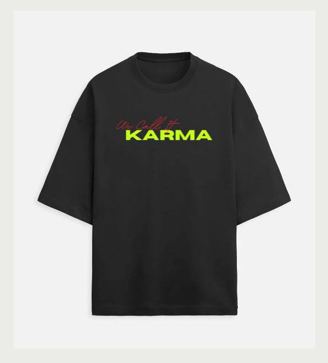 "We Call It KARMA" Oversized Graphic Tee – Black
