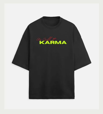 "We Call It KARMA" Oversized Graphic Tee – Black