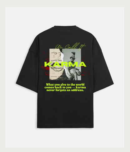 "We Call It KARMA" Oversized Graphic Tee – Black