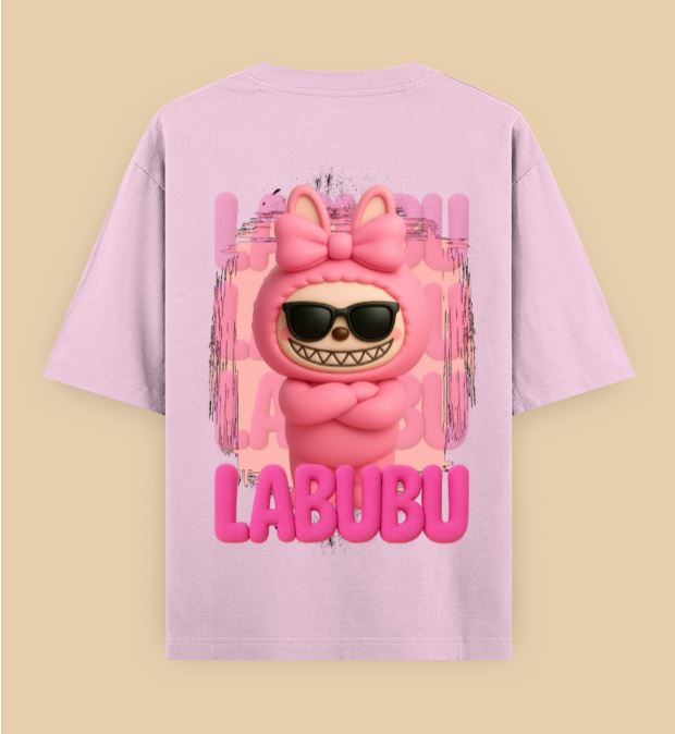 LABUBU Oversized Graphic T-Shirt – Pink Edition