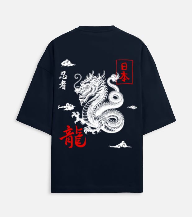 "LazyNinja: Dragon Spirit" Limited Edition Oversized Tee – Midnight Navy